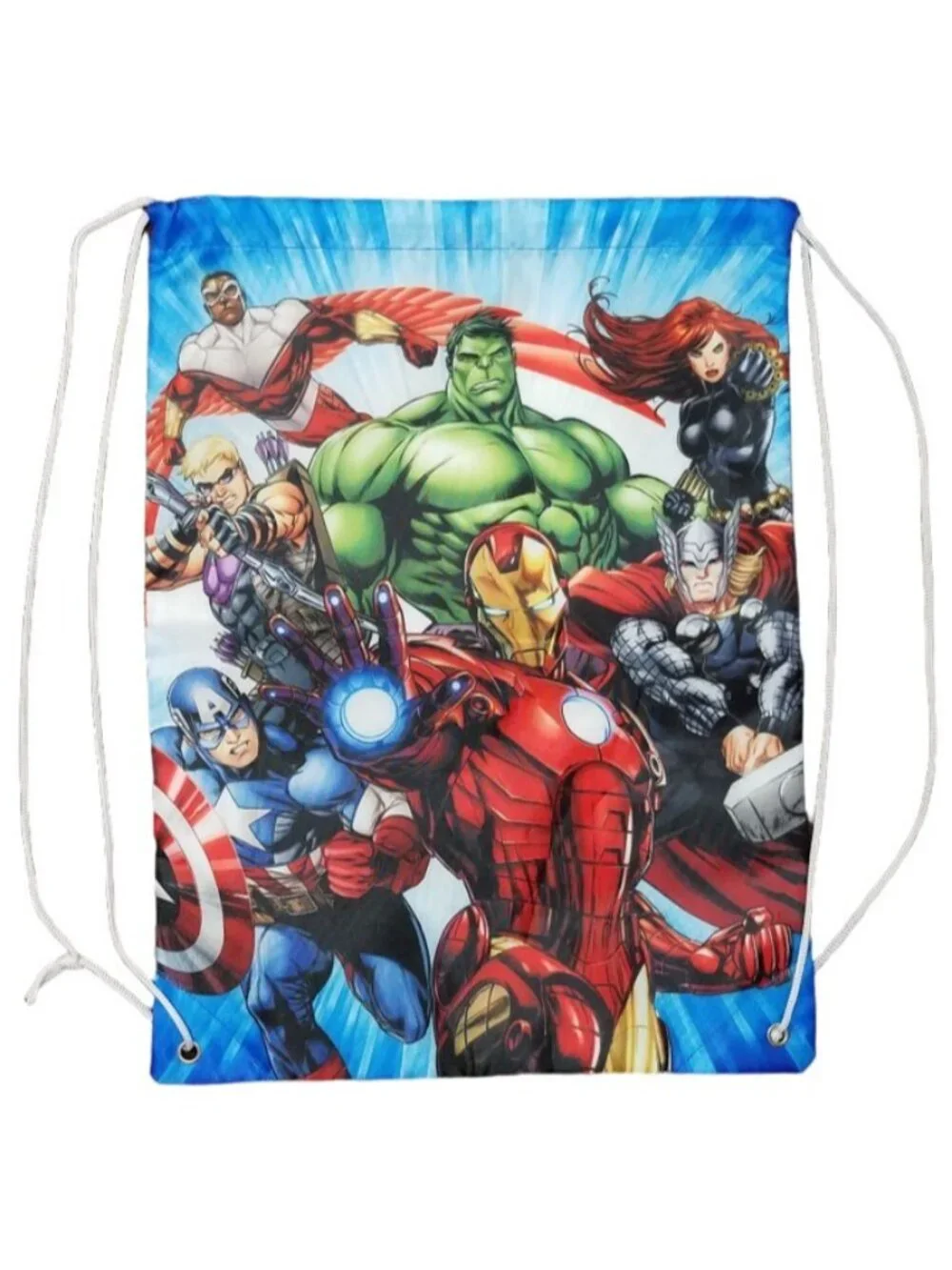 Marvel Avengers Drawstring Backpack Bag 18x13 Iron Man Captain America Hulk Thor